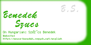 benedek szucs business card